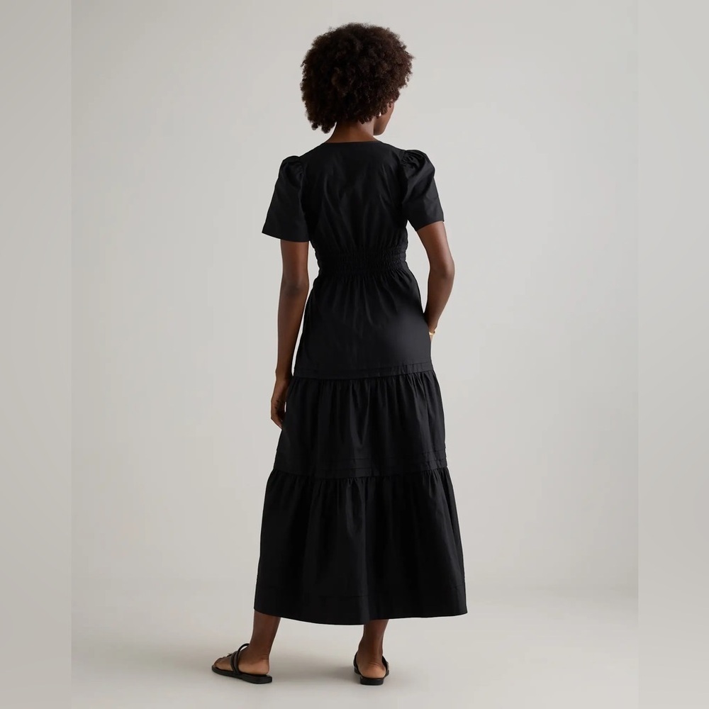 Quince 100% Organic Cotton Poplin Tiered Maxi Dress Black NWT Small - Picture 2 of 13